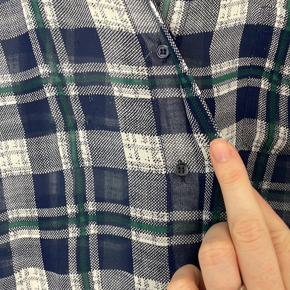 Joie Nura Silk Blouse in Dark Navy Plaid Size Small - Picture 7 of 10